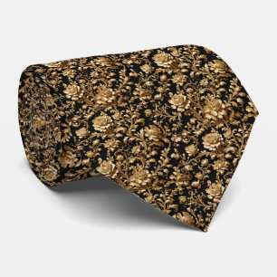 Gravata Clássica Moderna – Floral Dourado Elegante