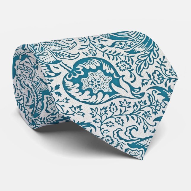 Gravata Clássico Moderno – Ornamento Azul Real (Rolled)