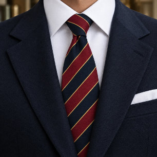 Gravata Clássico Regimental Navy e Burgundy