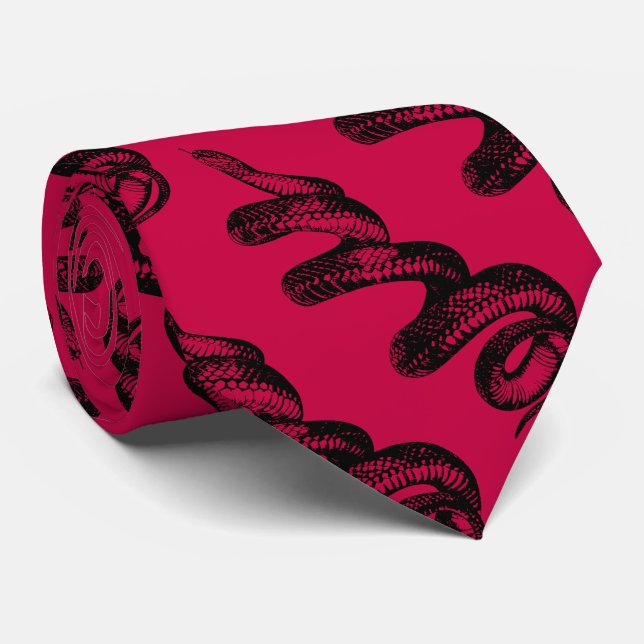 Gravata cobra venenosa com fundo vermelho (Rolled)