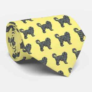 Gravata Cockapoo Silhout Amarelo e Preto Grade Amarelo