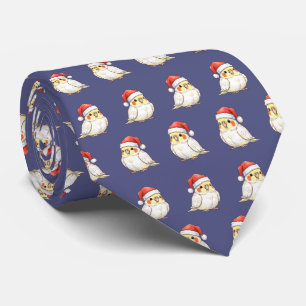 Gravata Cockatiel Festivo de Natal Usando Chapéu de Papai