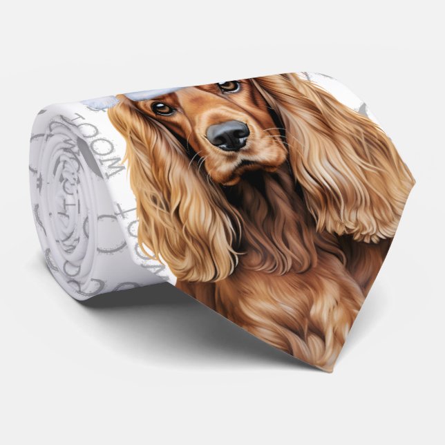 Gravata Cocker Spaniel Natal Amante de Cães Férias (Rolled)