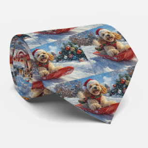 Gravata Cocker Spaniel no Trenó Deixe Nevar Natal