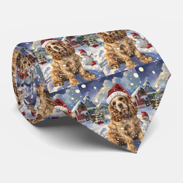 Gravata Cocker Spaniel Winter Wonderland Joy (Rolled)