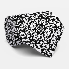 Gravata Código QR Abstrato Moderno em Preto e Branco