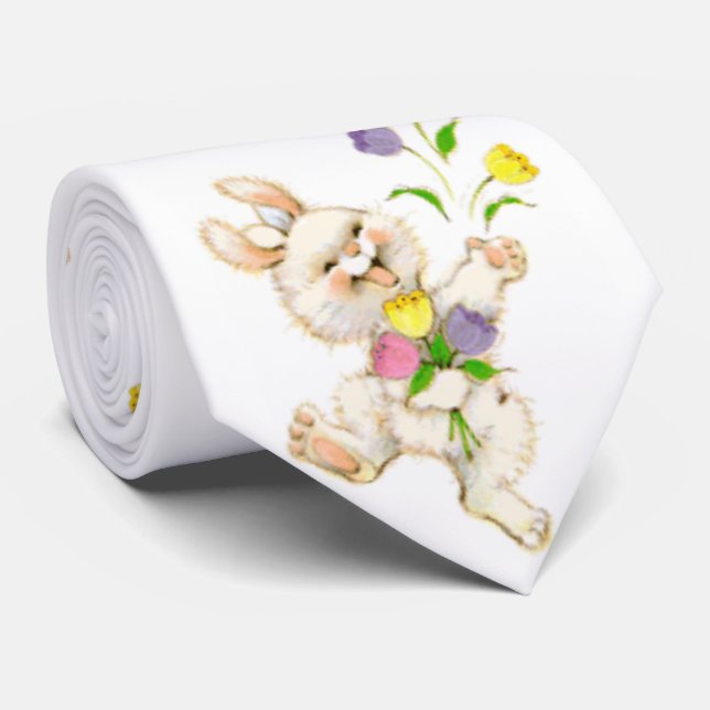 Gravata Coelhinho da Páscoa e tulipas (Rolled)