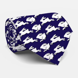 Gravata Coelhinhos Brancos Saltando Moda de Páscoa Azul Es