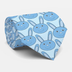 Gravata Coelho Azul Rosto de Bunny Padrão de Primavera Pás