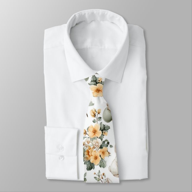 Gravata Coelho de Páscoa Vintage Floral (4)  (Amarrado)