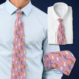 Gravata Coelho de Primavera Rosa e Roxo Pastel Argyle