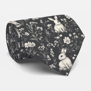 Gravata Coelho Elegante Toile Floral Padrão Vintage (1)