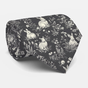 Gravata Coelho Elegante Toile Floral Padrão Vintage (3)