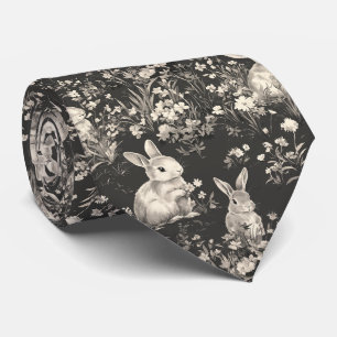 Gravata Coelho Elegante Toile Floral Padrão Vintage (4)