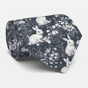 Gravata Coelho Elegante Toile Floral Padrão Vintage (5)