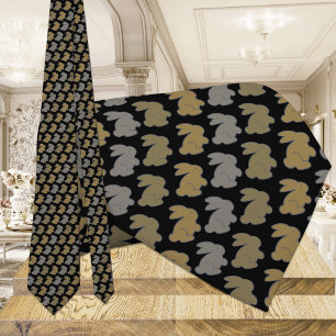 Gravata Coelho Negro e Dourado