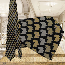 Gravata Coelho Negro e Dourado