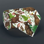 Gravata Coelhos e flora florestal 4<br><div class="desc">Coelhos desenhados à mão e flora da floresta ferem cogumelos,  berianos e insetos</div>