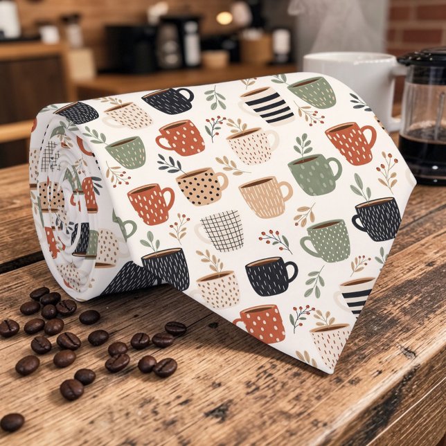 Gravata Coffee Latte Lovers Custom Necktie (Criador carregado)