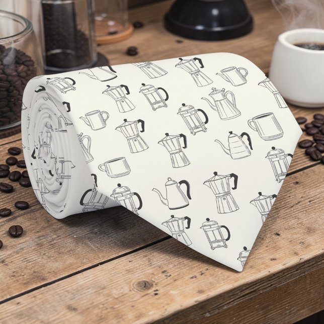 Gravata Coffee Latte Lovers Custom Necktie (Criador carregado)