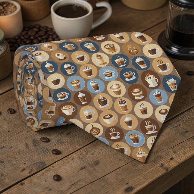 Gravata Coffee Latte Lovers Custom Necktie (Criador carregado)