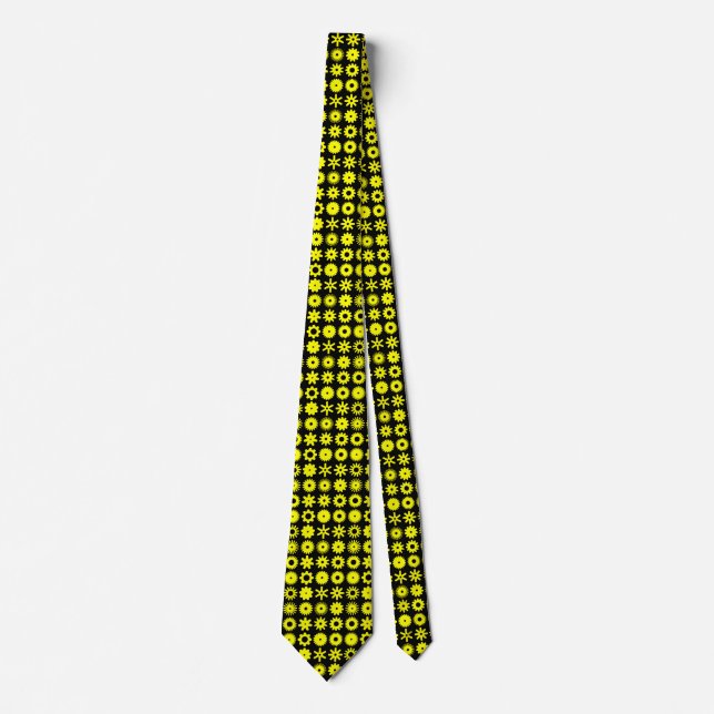 Gravata Cogs - Amarelo em preto (Frente)