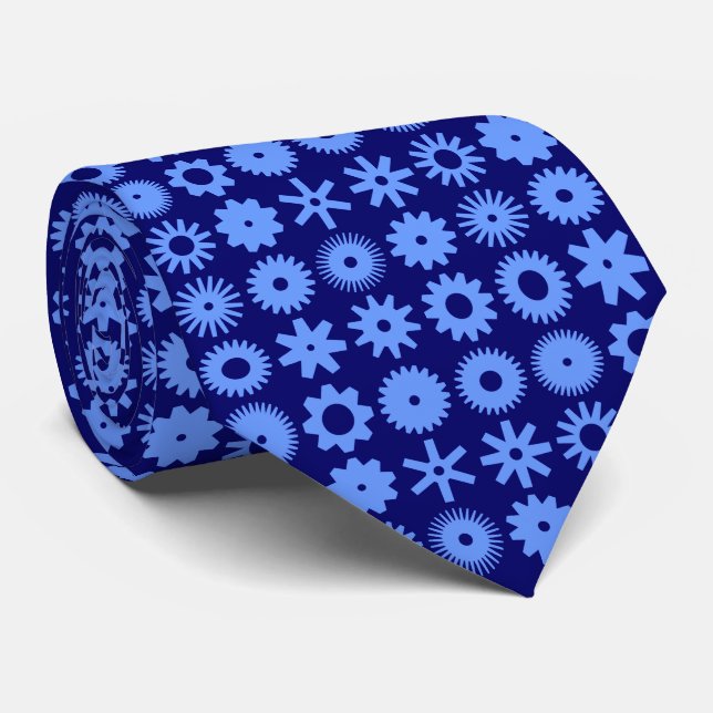 Gravata Cogs - Azul-bebê no Marinho profundo (Rolled)