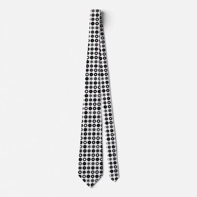 Gravata Cogs - Preto em Branco (Frente)