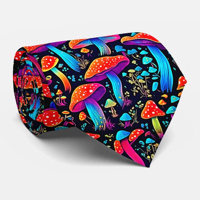 Gravata Cogumelo Bioluinescente Groovy Retro (Rolled)