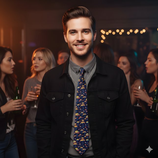 Gravata Cogumelos Bioluminescentes Retro (Criador carregado)