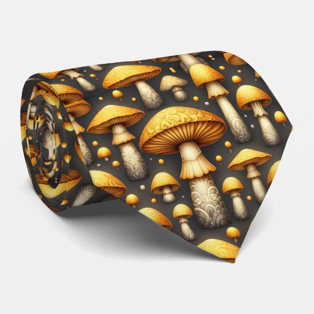 Gravata Cogumelos Dourados (Rolled)