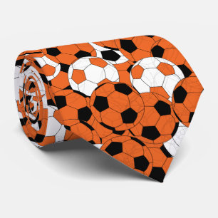 Gravata Colagem alaranjada da bola de futebol - impressão