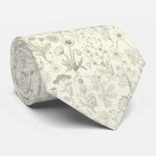 Gravata Colagem de flores silvestres/creme e sage