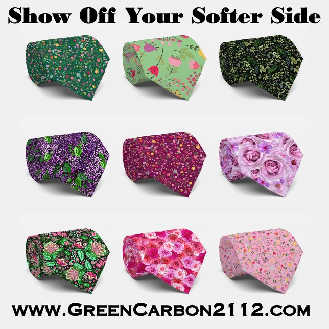 Gravata Colagem Floral de Flores Rosas  (Stylish floral neck ties, perfect fashion accessory for weddings, job interviews, and events.)
