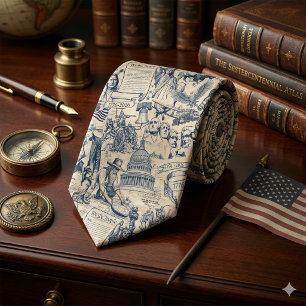 Gravata Colagem Vintage História Americana EUA 250 ID1308