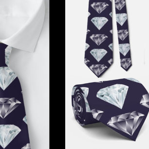 Gravata Colar Luxuoso Diamantes Navy Blue Elegante Brilhan