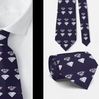 Gravata Colar Luxuoso Elegante de Diamantes Navy Blue