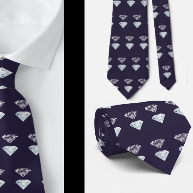 Gravata Colar Luxuoso Elegante de Diamantes Navy Blue (Criador carregado)