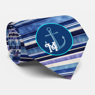 Gravata Coleção de Grelhas Azuis de Barcos Marinho de Verã