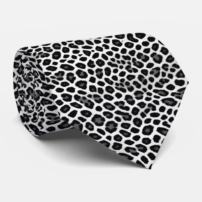 Gravata Coleção de Luxo Popular Elegante de Leopardo Branc (Rolled)