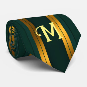 Gravata Coleção de Textura Dourada Verde de Luxo