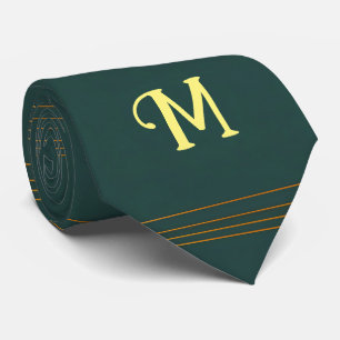 Gravata Coleção de Textura Dourada Verde Popular Linen, de