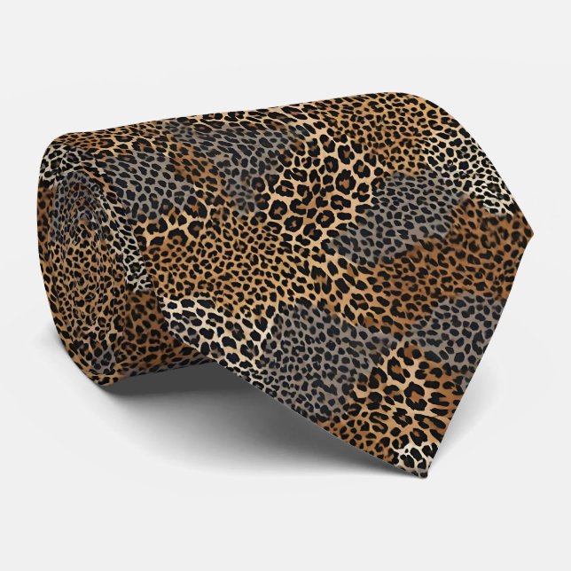 Gravata Coleção Elegante Branca de Leopardo Moderno de Lux (Rolled)