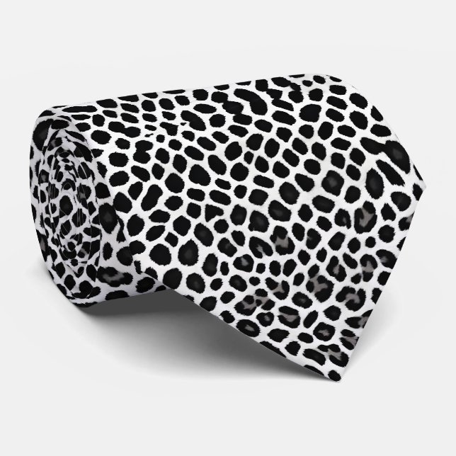 Gravata Coleção Elegante de Leopardo Branco de Luxo Popula (Rolled)