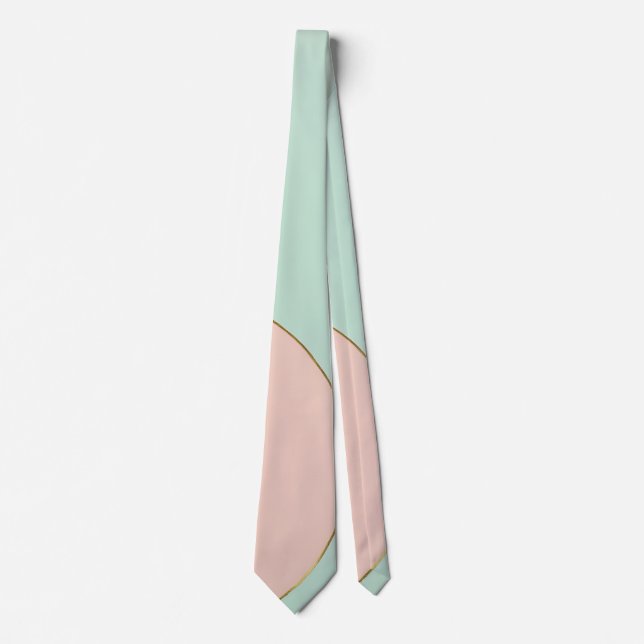 Gravata Coleção Moderno Abstrato Rosa Bege Menta (Frente)