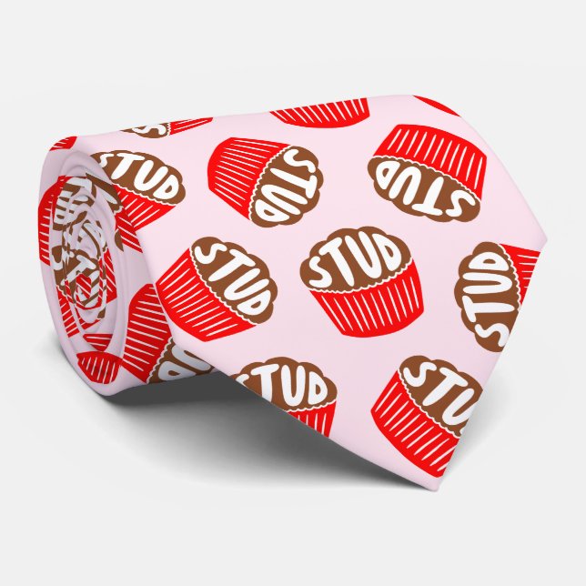 Gravata Coletor de Namorados de Muffin, rosa e vermelho (Rolled)