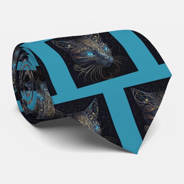 Gravata Coletor de Pintura de Gato Preto rico (Rolled)