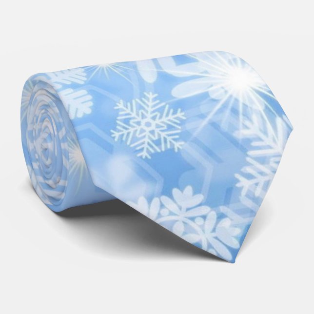 Gravata Coletor de Presente Masculino Azul-Neve Inverno (Rolled)