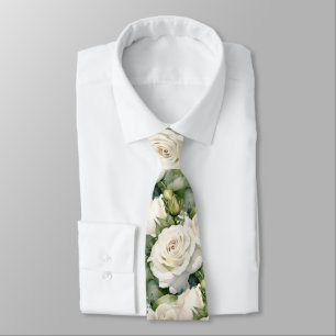 Gravata Coletor Formal Formal de Rosas Brancas