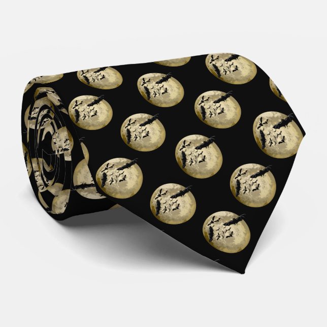 Gravata Colheita De Halloween Completo De Lua E De Voo Not (Rolled)